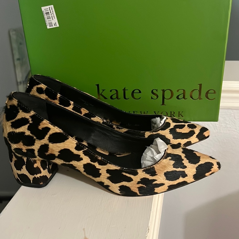 New Kate spade madlyne leopard pump heel leather 6.5- brand new never worn